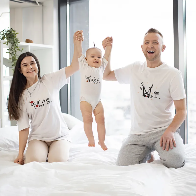 Family New Year's Matching Shirt Set for Mom, Dad & Baby