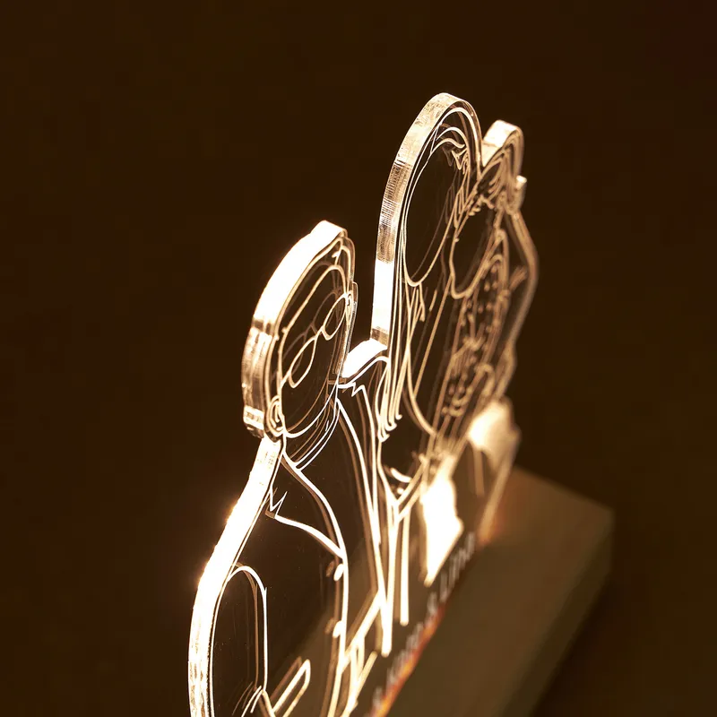 Family Silhouette LED Light with Personalized Names