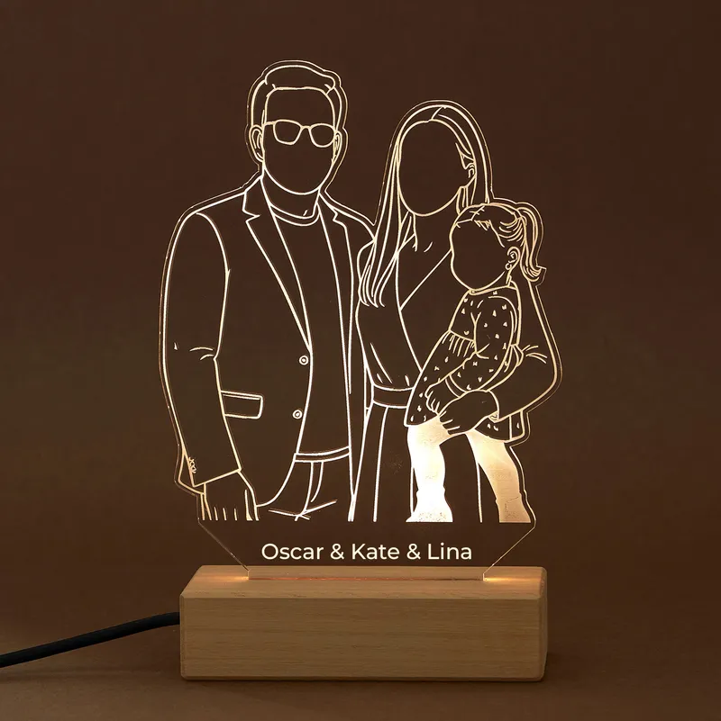 Family Silhouette LED Light with Personalized Names