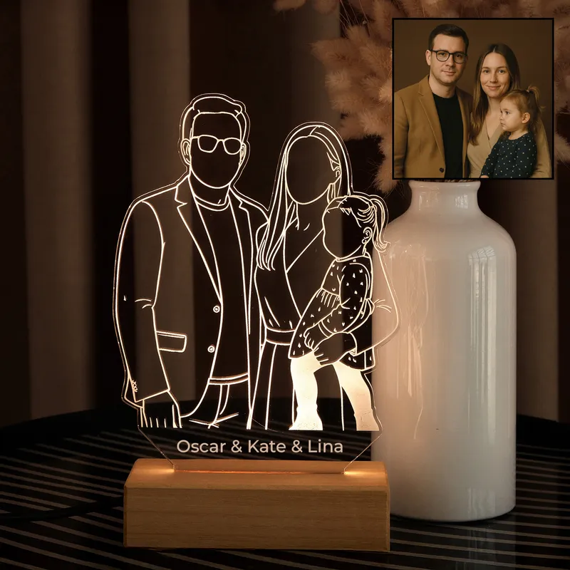 Family Silhouette LED Light with Personalized Names