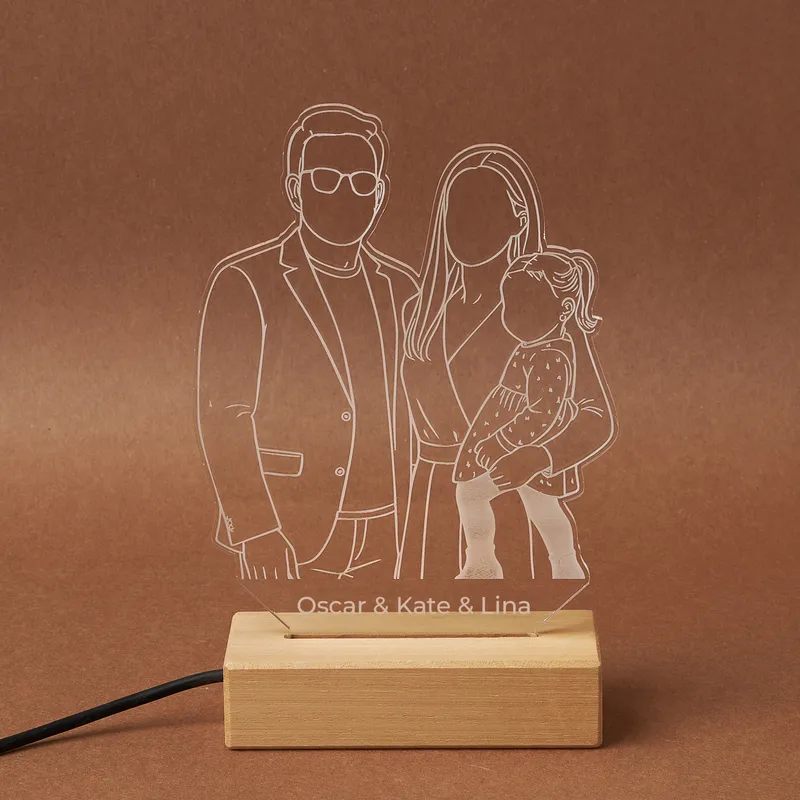 Family Silhouette LED Light with Personalized Names