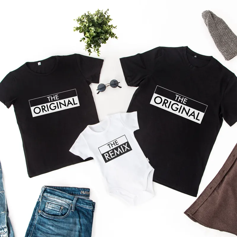 Family T-Shirt and Baby Bodysuit Set with Original Design