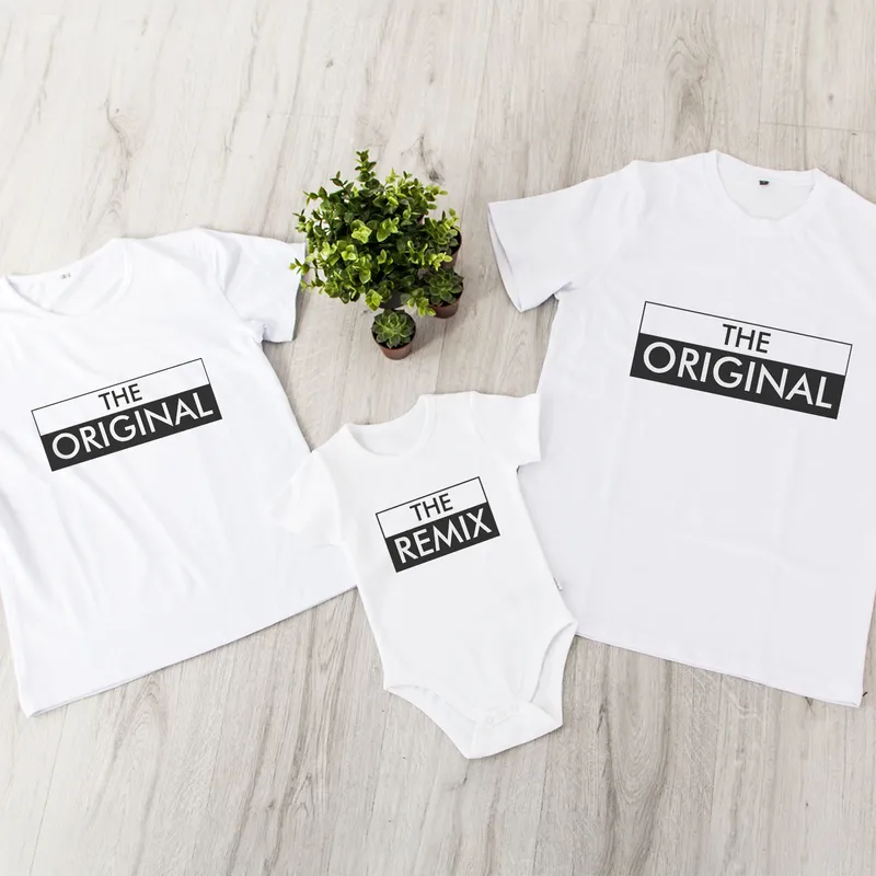 Family T-Shirt and Baby Bodysuit Set with Original Design
