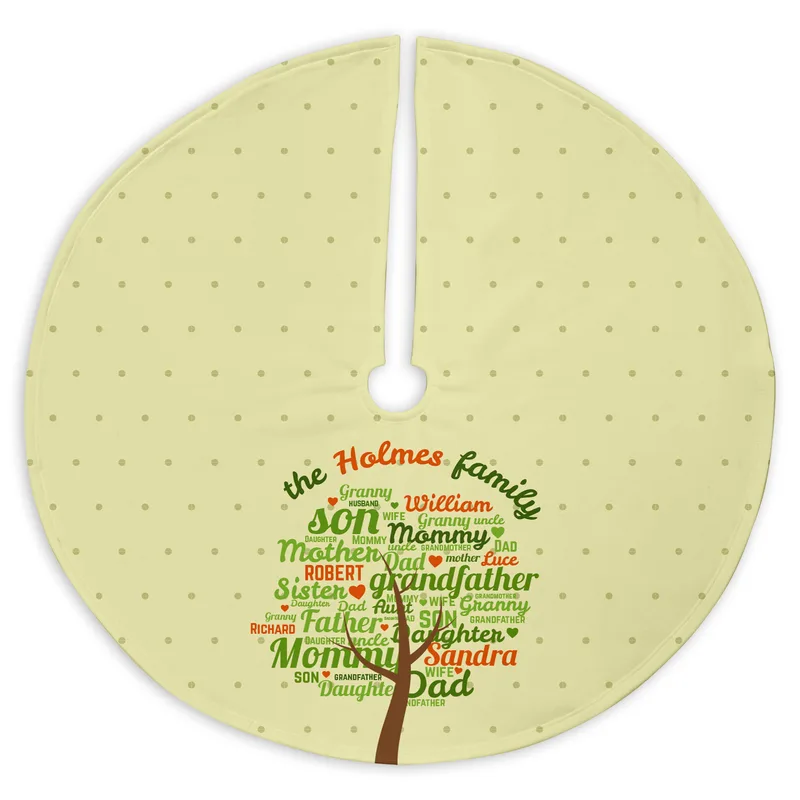 Personalised Family Tree Christmas Tree Skirt for Adults