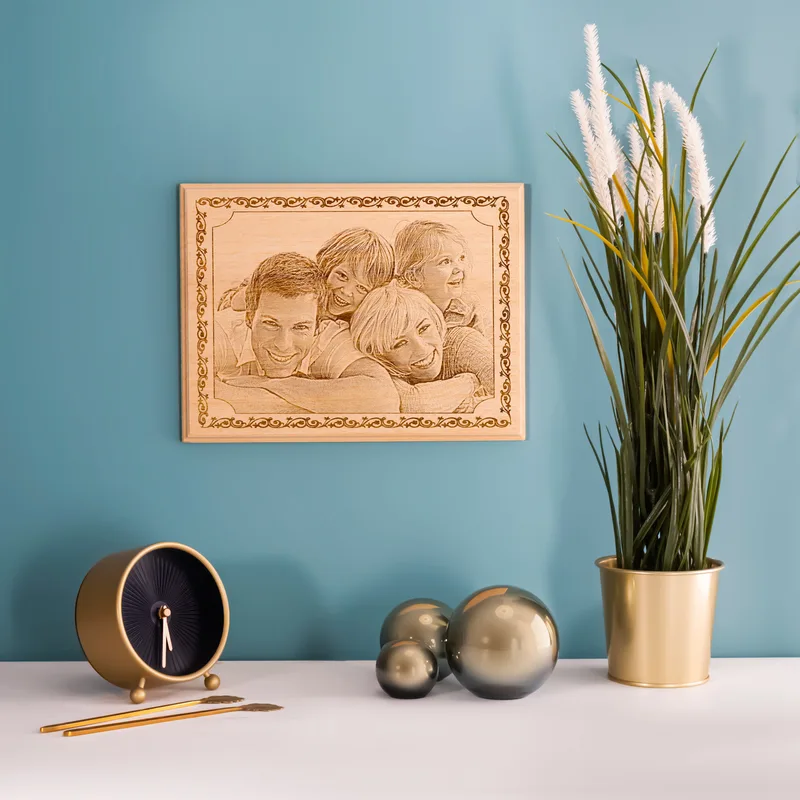 Personalised Family Wooden Photo Engraving Keepsake Gift