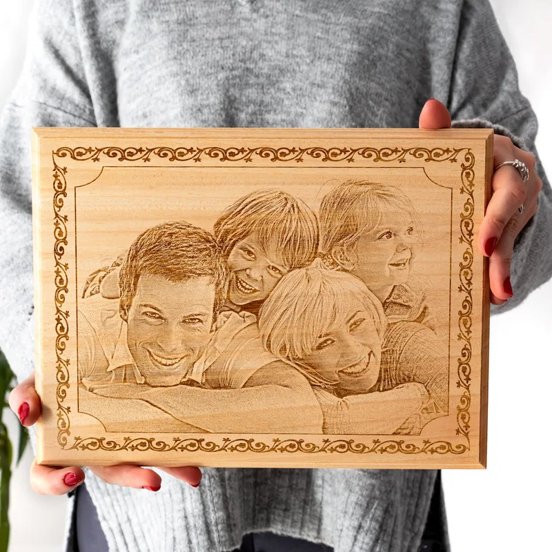 Personalised Family Wooden Photo Engraving Keepsake Gift
