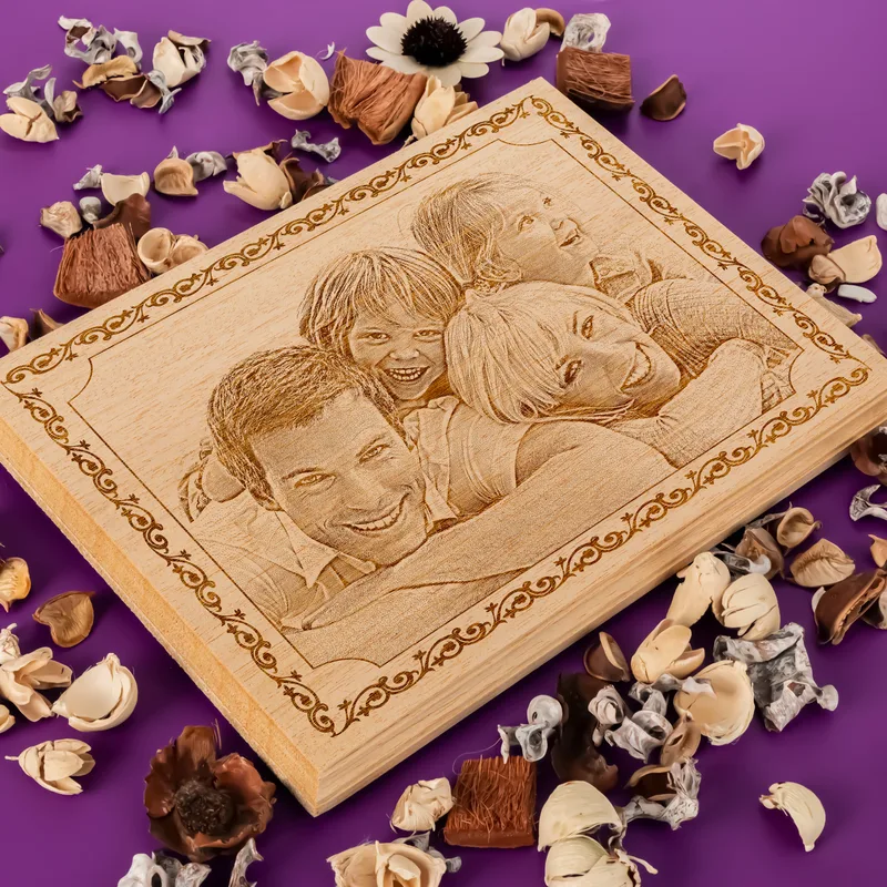 Personalised Family Wooden Photo Engraving Keepsake Gift