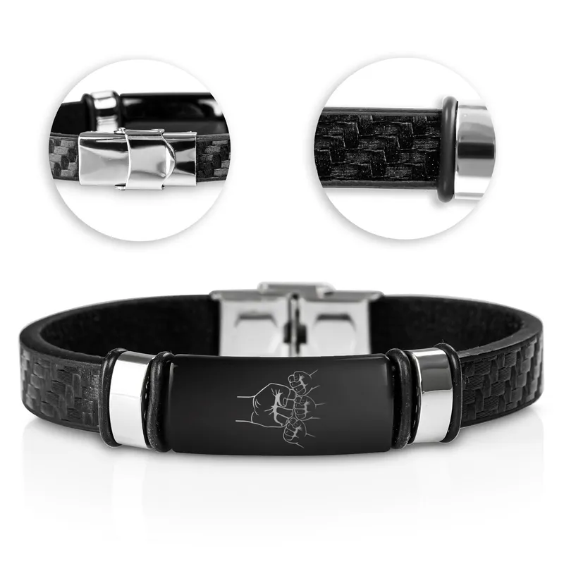 Father and Child Fist Bump Leather Bracelet
