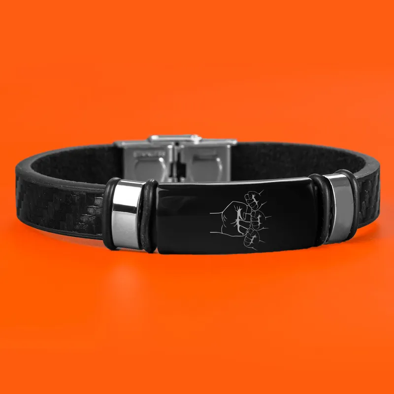 Father and Child Fist Bump Leather Bracelet