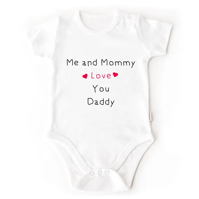 Personalised Baby Bodysuit with 'Me and Mummy Love You Daddy' Message