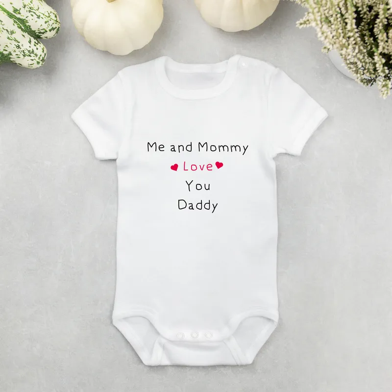 Personalised Baby Bodysuit with 'Me and Mummy Love You Daddy' Message