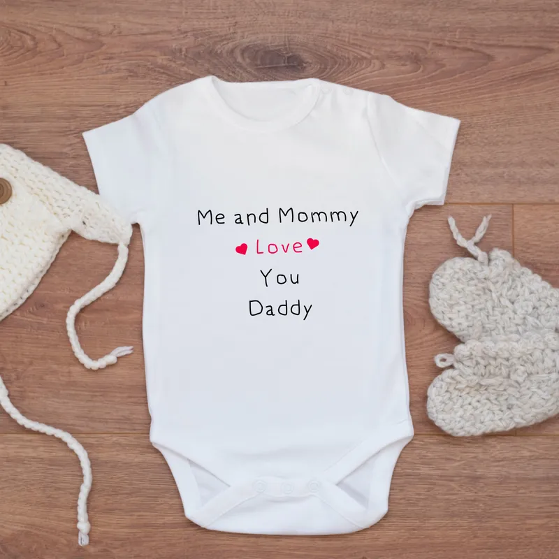 Personalised Baby Bodysuit with 'Me and Mummy Love You Daddy' Message