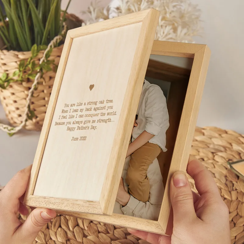 Father's Day Gift Personalized Special Message Hinged Wooden Photo Frame