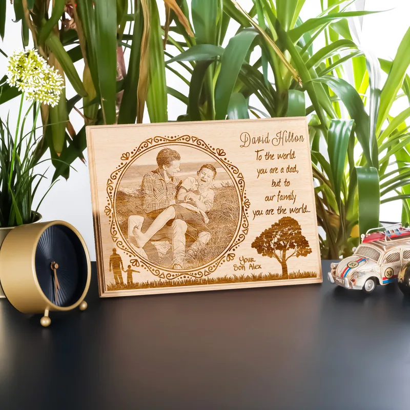 Father's Day Gift Wıth Message Personalized Wooden Photo