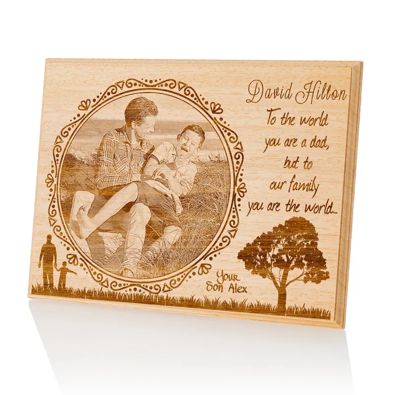 Father's Day Gift Wıth Message Personalized Wooden Photo