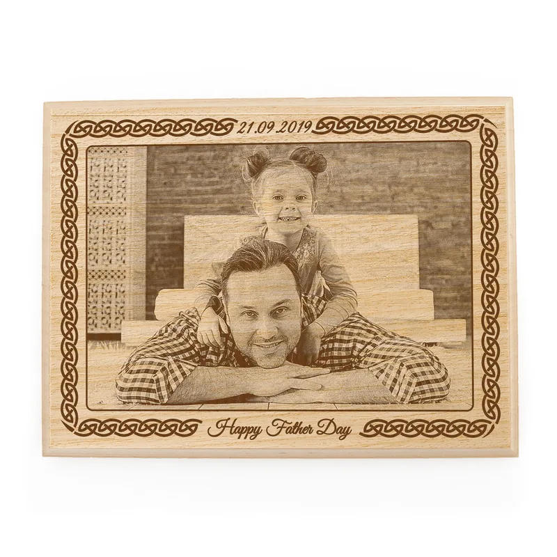 Personalized Engraved Wooden Photo Gift for Dad with Family Photo