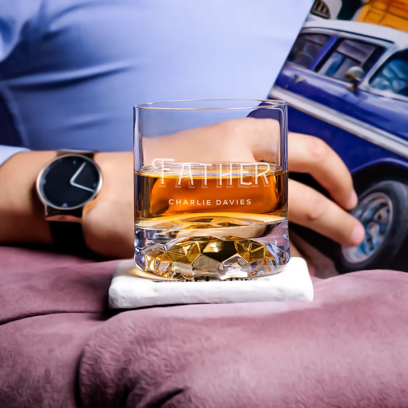 Father's Day Gifts Personalized Whiskey Set in Custom Wooden Box