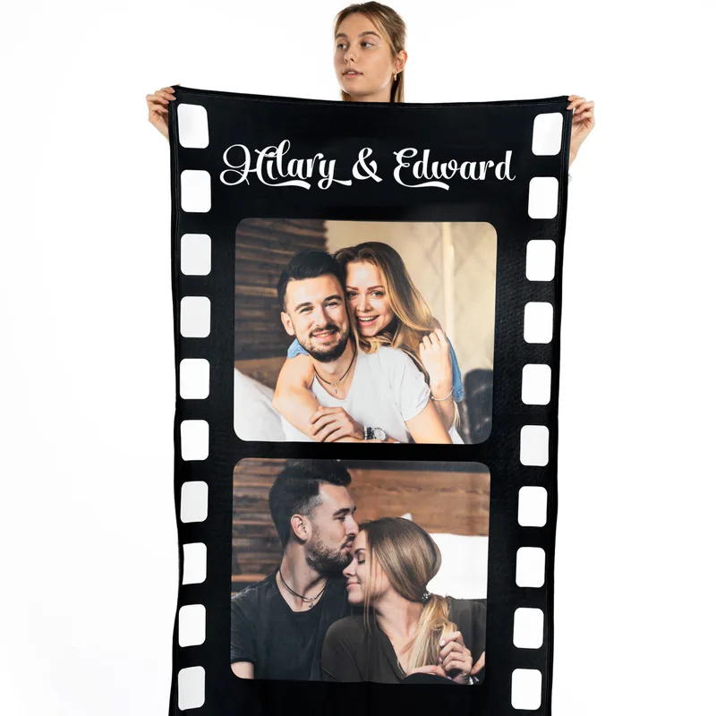 Personalised Filmstrip Photo Blanket for Couples