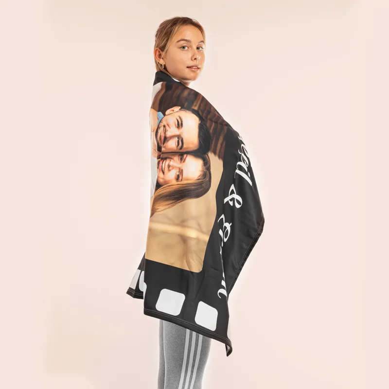 Personalised Filmstrip Photo Blanket for Couples