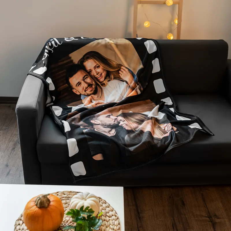 Personalised Filmstrip Photo Blanket for Couples