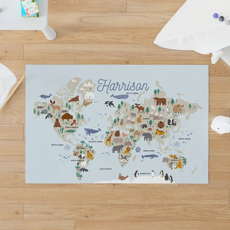Personalised Animal Atlas Play Mat for First Birthday Gift