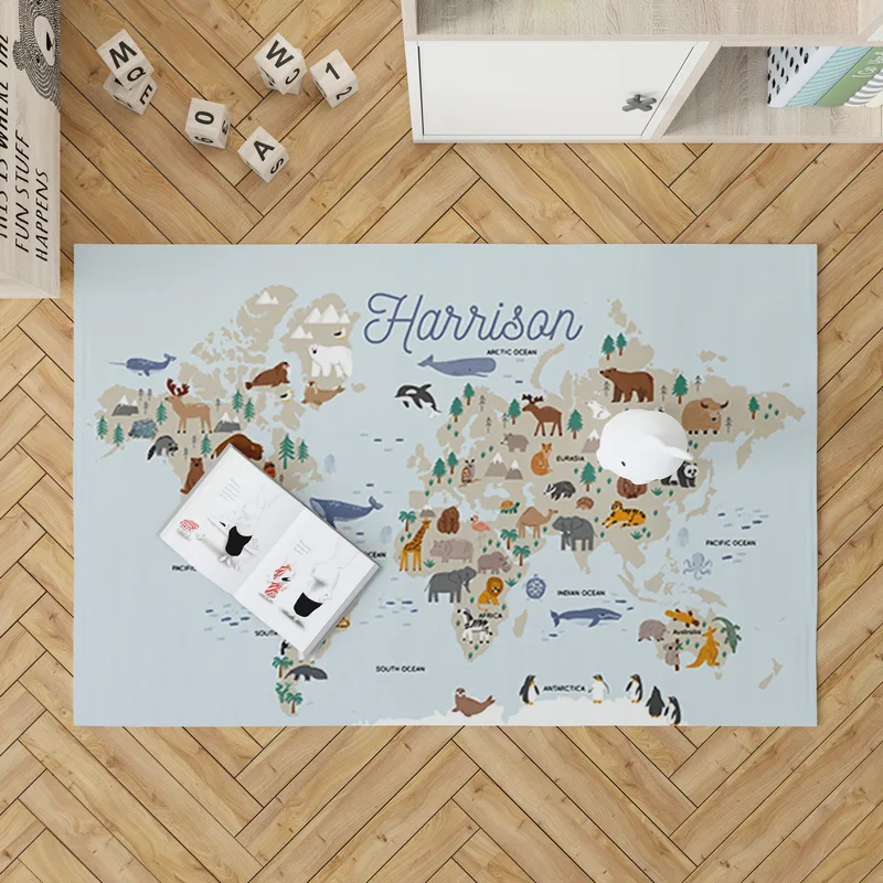 Personalised Animal Atlas Play Mat for First Birthday Gift