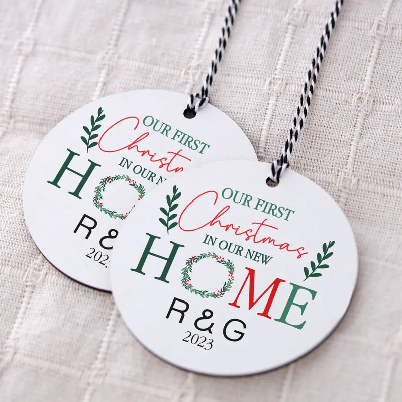 First Christmas House Gift Personalised MDF Tree Ornament