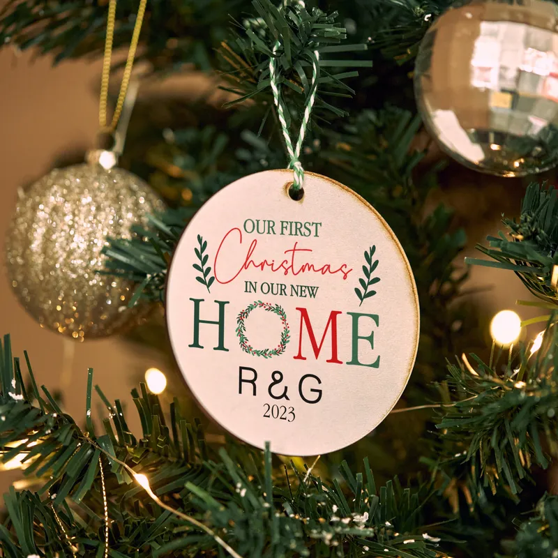 First Christmas House Gift Personalised MDF Tree Ornament