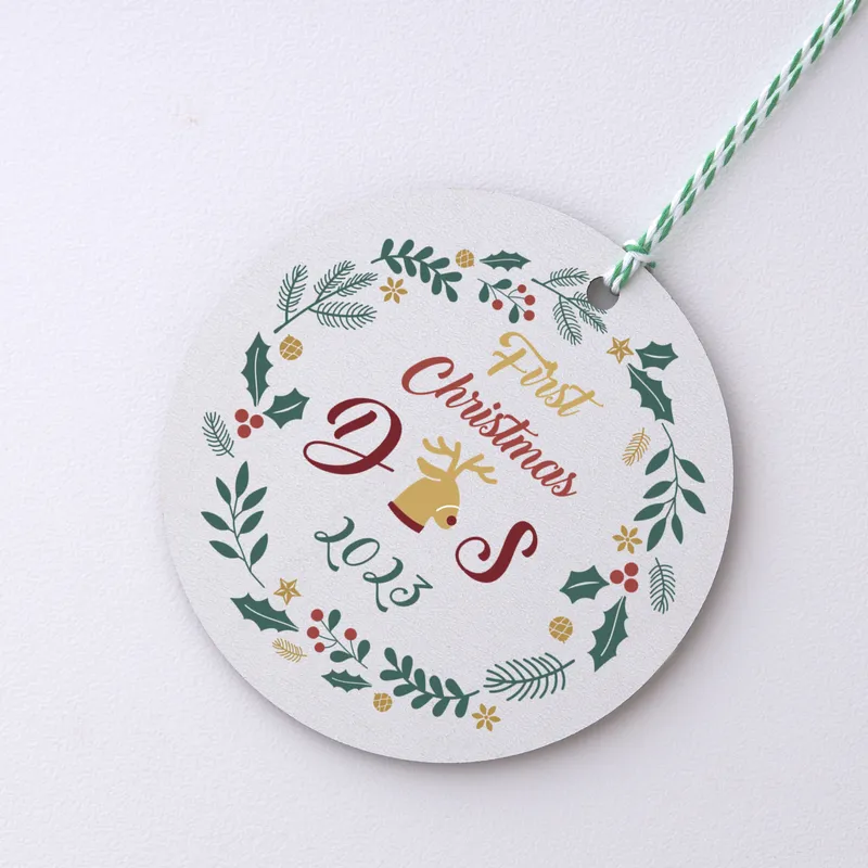 First Christmas Personalised MDF Tree Ornament with Initials