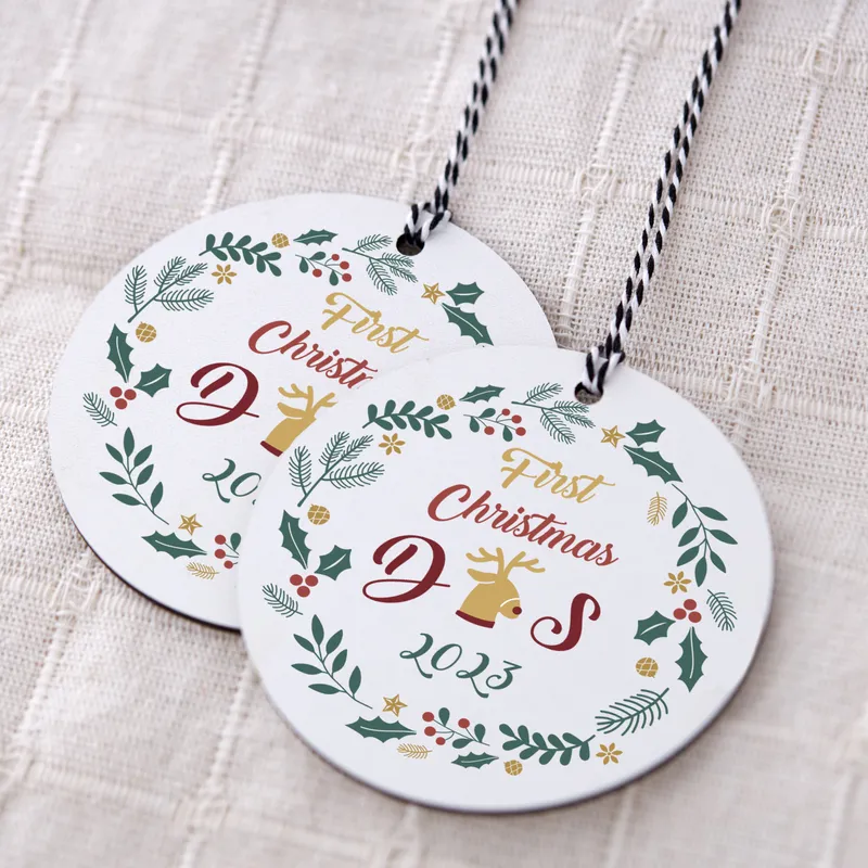 First Christmas Personalised MDF Tree Ornament with Initials