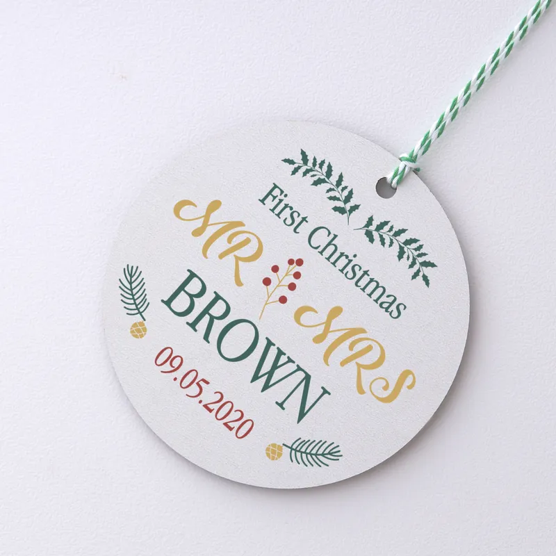 First Christmas Personalized MDF Tree Ornament with Names