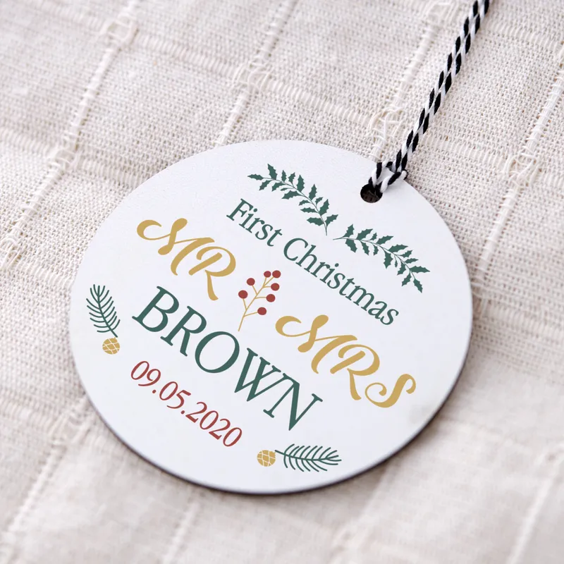 First Christmas Personalized MDF Tree Ornament with Names