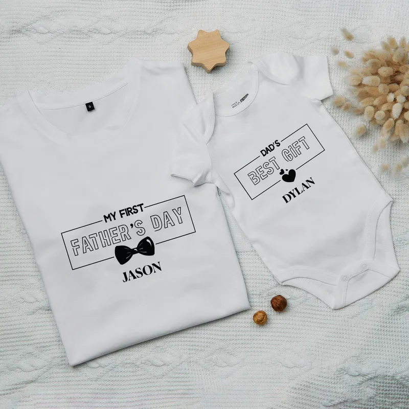 First Father's Day Matching Dad and Baby T-Shirt Set