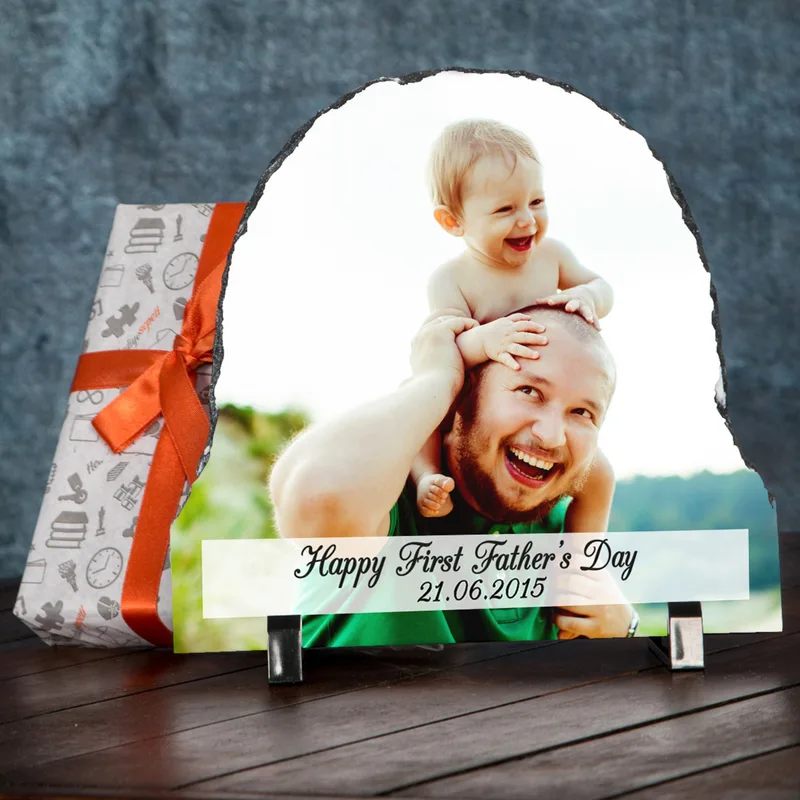 First Father's Day Personalized Stone Photo