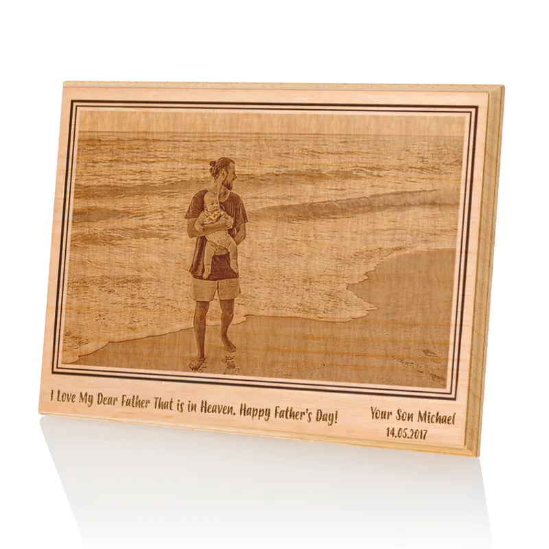 First Father’s Day Personalized Wood Photo Plaque