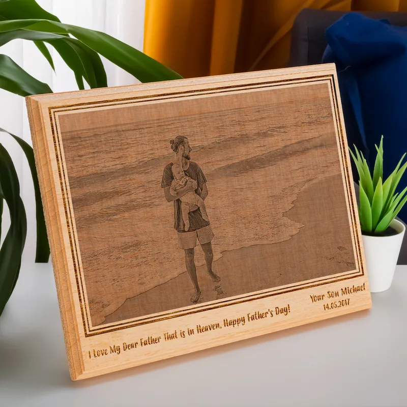 First Father’s Day Personalized Wood Photo Plaque