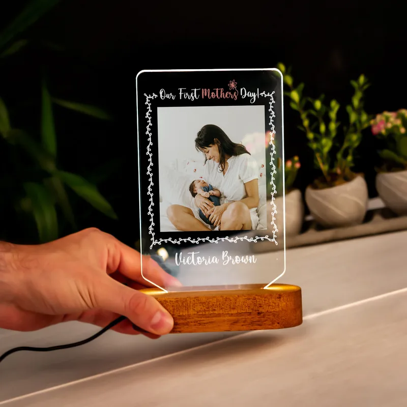 First Mother's Day Gift for Mom 3D LED Lamp with Name and Picture