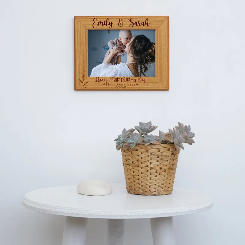 First Mother's Day Personalised Heartbeat Wooden Frame