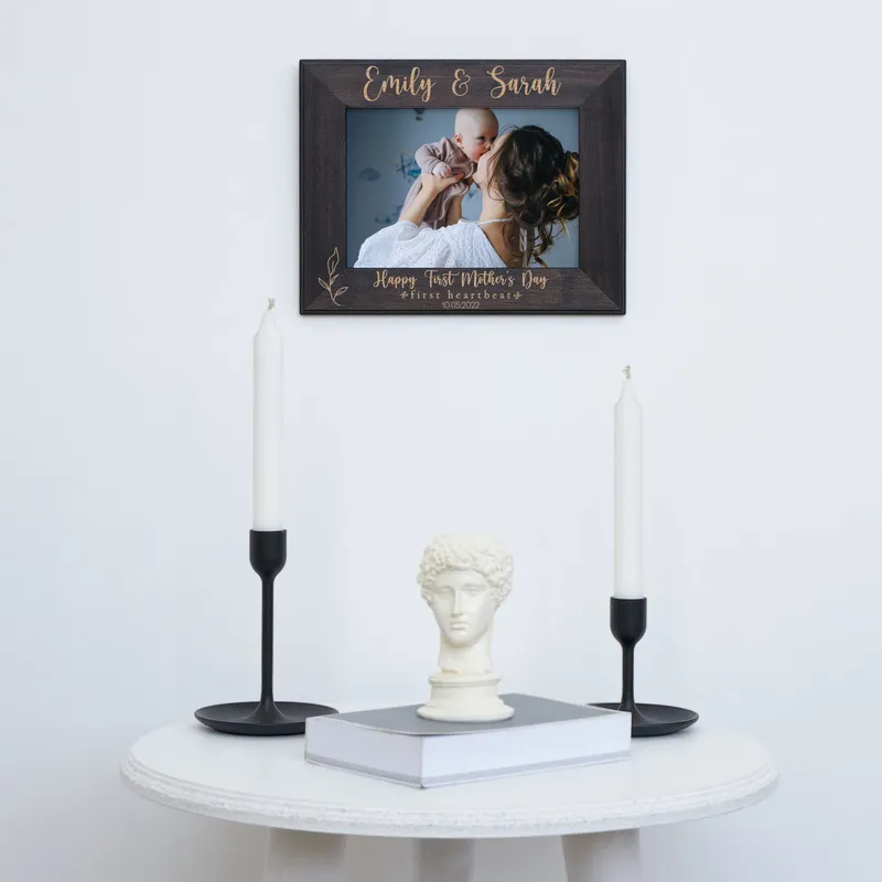 First Mother's Day Personalised Heartbeat Wooden Frame