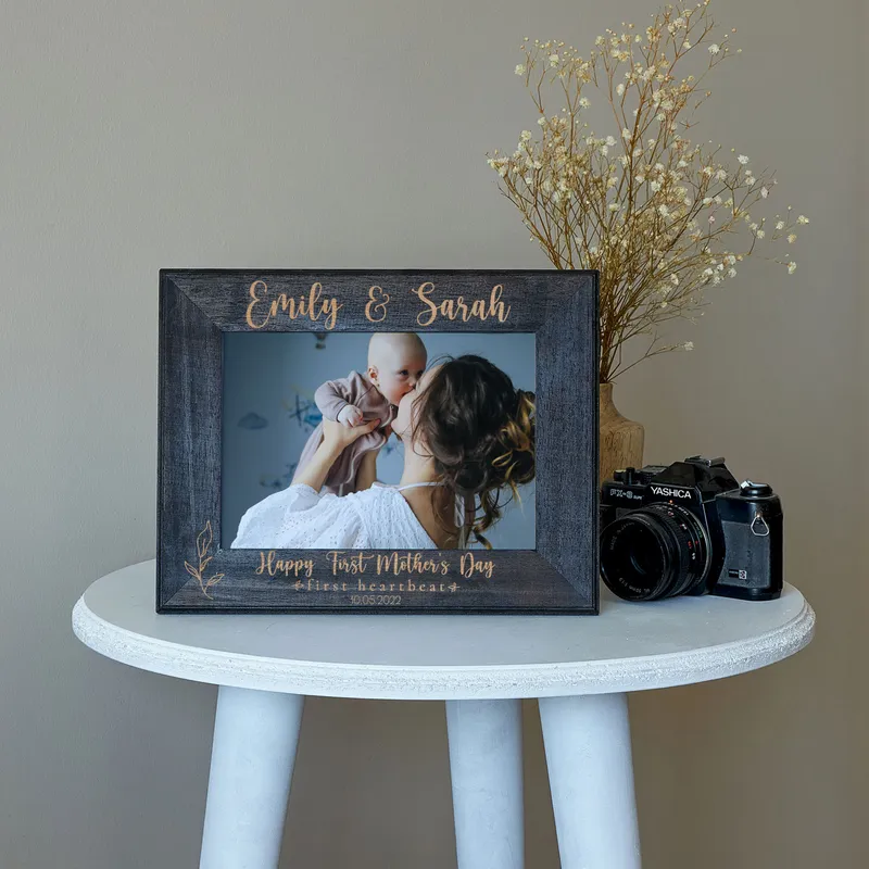 First Mother's Day Personalised Heartbeat Wooden Frame