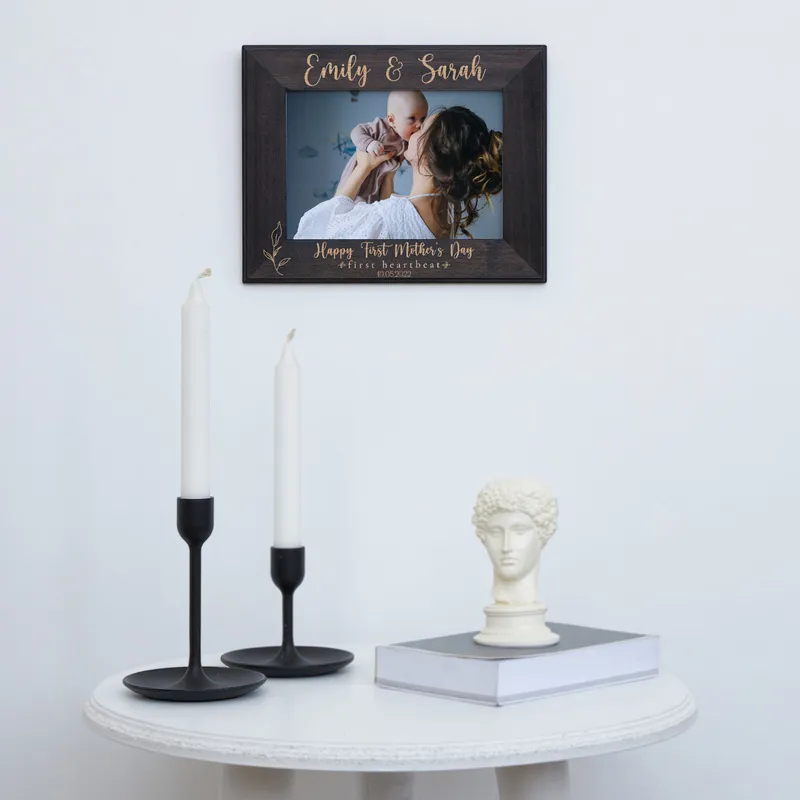 First Mother's Day Personalised Heartbeat Wooden Frame