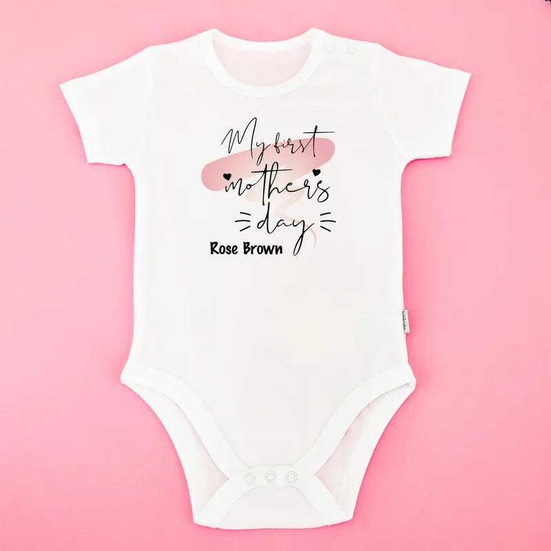 Personalised First Mother's Day Baby Bodysuit with Custom Name