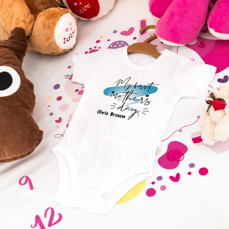 Personalised First Mother's Day Baby Bodysuit with Custom Name