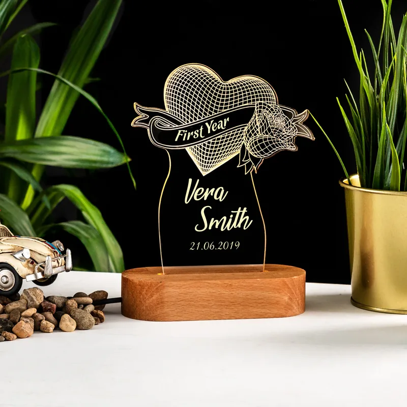 First Wedding Anniversary Gifts 3D LED Lamp