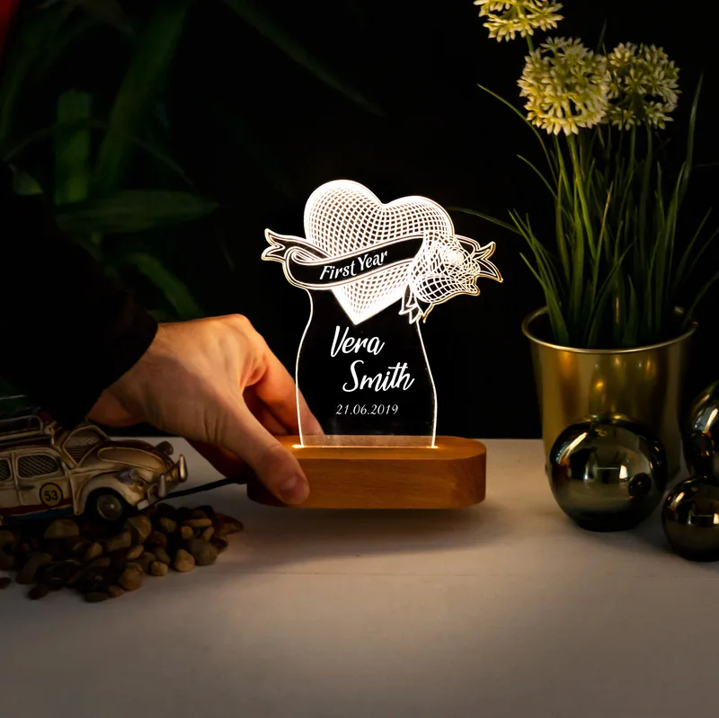 First Wedding Anniversary Gifts 3D LED Lamp