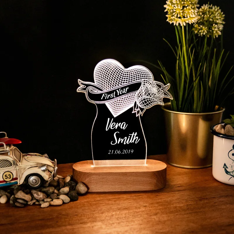 First Wedding Anniversary Gifts 3D LED Lamp