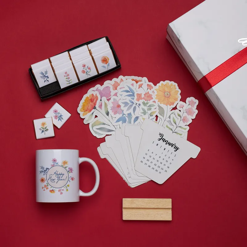 Floral Chocolate Christmas Gift Box with 2026 Calendar