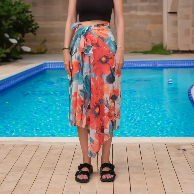 Floral Design Beach Pareo Wrap Perfect Summer Accessory