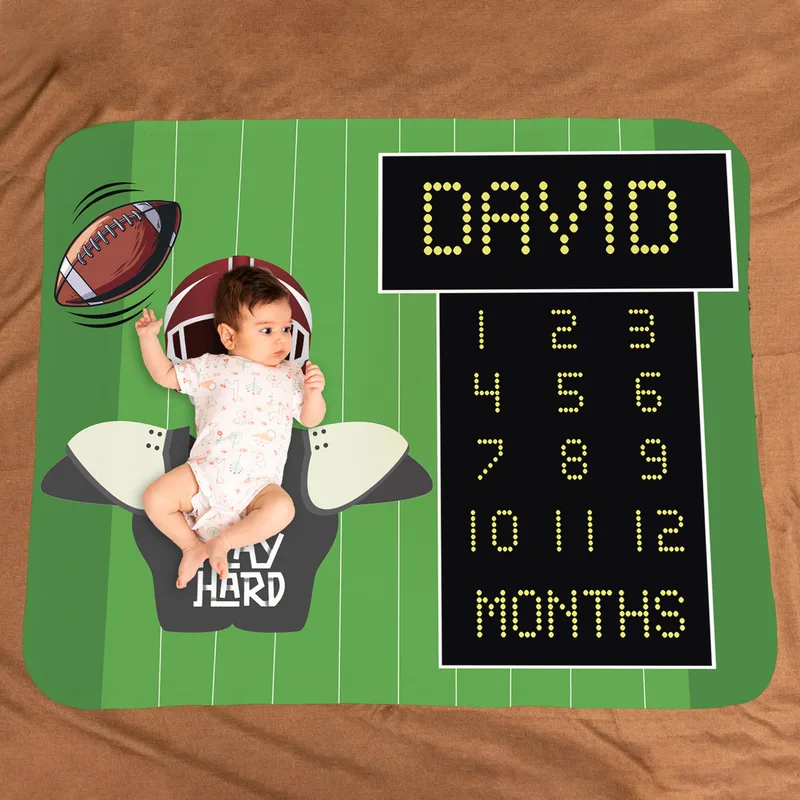 Football Design Milestone Baby Photo Blanket Udelf