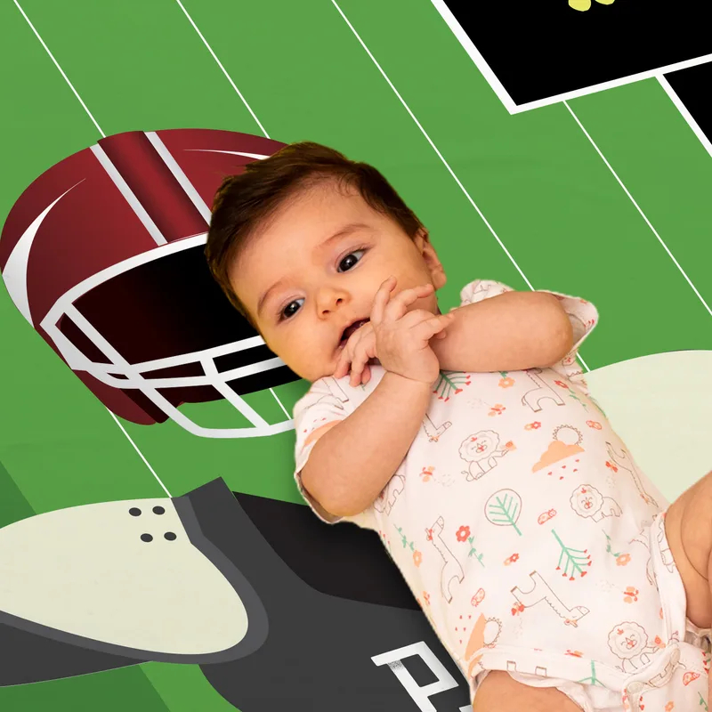 Personalised American Football Baby Milestone Blanket